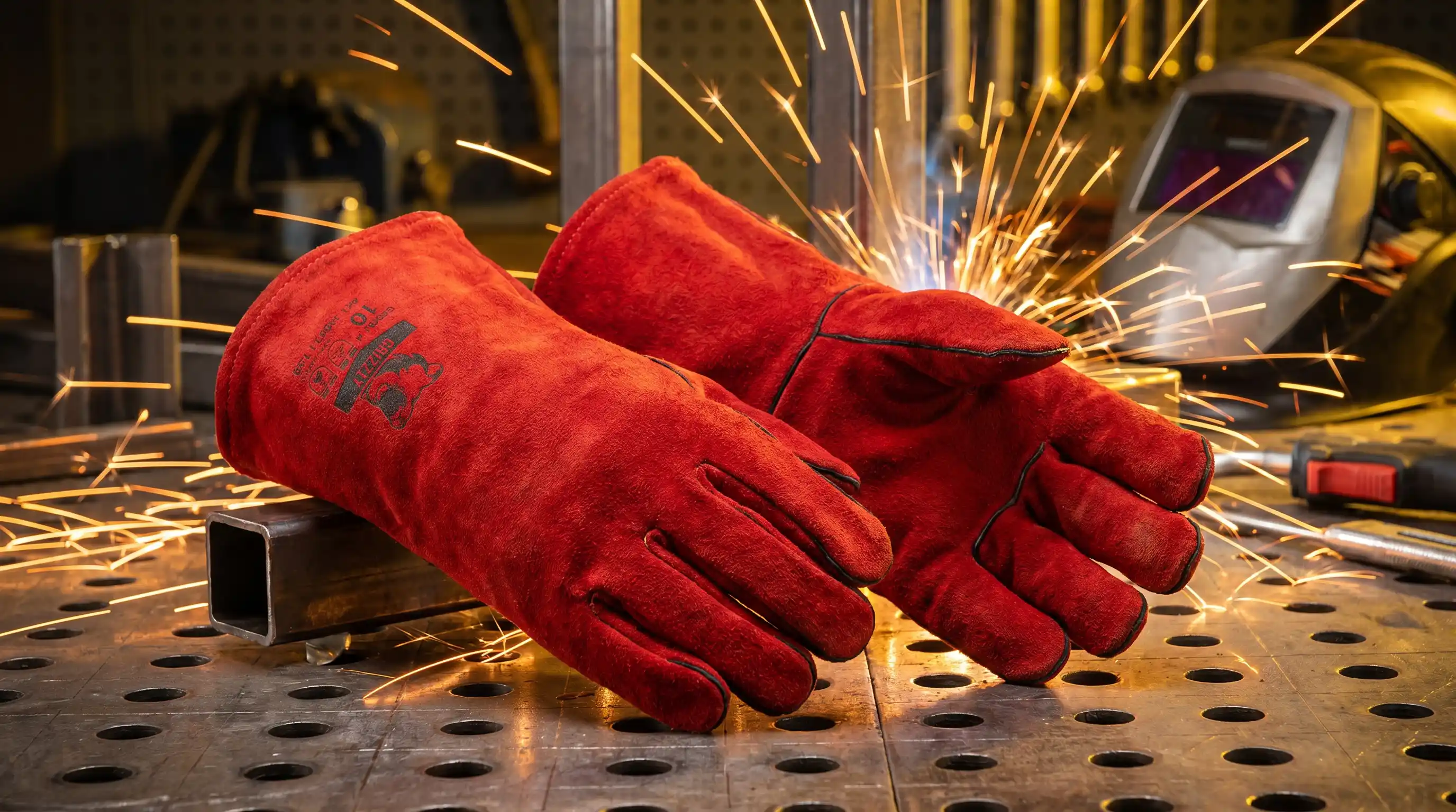 Welder wearing protective equipment